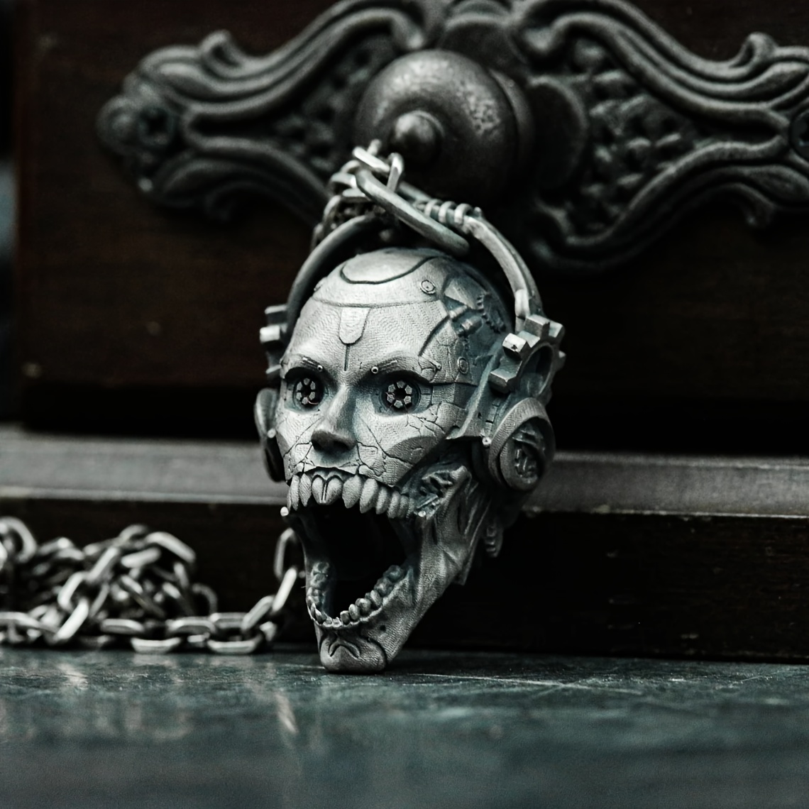 Hip-Hop Rock Skull Headphone Music Pendant Necklace